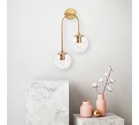 Fulgor Lámpara de pared | Cuerpo de metal | Tapa de cristal | Oro Brillante