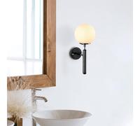 Fulgor Wandlamp | Metalen Frame | Glazen Kap | 15 x 20 x 40 cm | Zwart Wit