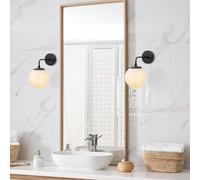 Fulgor wandlamp | metalen frame met glazen kap | afmetingen: 15 x 27 x 25 cm | kleur: crema zwart