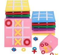 FULHANY 12 Pcs Tic TAC Toe para Niños Juego Tres En Raya Fieltro Juego, Tres En Raya para Niños y Familiares Regalos De Fiesta Cumpleaños Juguetes Educativos(6 Colores)