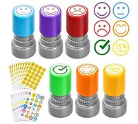 FULHANY 6 sellos con 20 pegatinas, sello para profesores, maestros, escuela primaria, sello de recompensa para animar, alabanza, educación, diseño de reuniones de trabajo de estudiantes