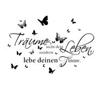 FULHANY Wall Tattoo Living Room Modern - Wall Tattoo Self Adhesive - "TräUme Nicht Dein Leben, Sondern Lebe Deinen Traum" Wall Tattoo, Suitable For Wall Decoration For Bedroom And Living Room