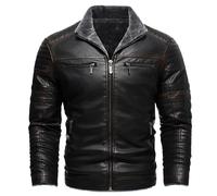 Fulidngzg Chaqueta Hombre Cuero-Casaco Motociclista Cazadora Piel Aviador Invierno Vintage Moto de Negra Marron Militar Cuero