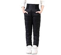 Fulidngzg Pantalones de esquí para niñas 128 transpirables, térmicos, para nieve, transpirables, para esquí, snowboard, impermeables, para senderismo, para niños, Negro , 150 cm