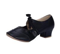 Fulidngzg Zapatos Baile Latino Mujer, Flamenco Fiesta Tacon Bajo Entrenamiento Suela Cuero Bailes De Salón Vintage Salon Profesional Sevillanas Moderno Bachata Salsa