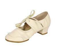Fulidngzg Zapatos Baile Latino Mujer, Flamenco Fiesta Tacon Bajo Entrenamiento Suela Cuero Bailes De Salón Vintage Salon Profesional Sevillanas Moderno Bachata Salsa