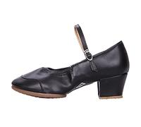 Fulidngzg Zapatos Baile Latino Mujer, Flamenco Tacon Bajo Entrenamiento Fiesta Vintage Bachata De Sevillanas con Plataforma Bailes Salón Salon Suela Cuero