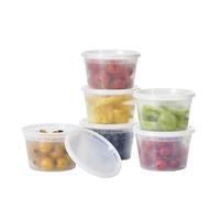 FULING Paquete de 48 recipientes de plástico de 16 onzas con tapas, desechables para almacenamiento de alimentos, herméticos, sin BPA, a prueba de fugas, suministros de restaurante con tapas