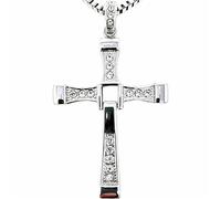 FULISONG Collar con colgante de cruz de plata de ley for hombres y mujeres | Inspirado en Rápido y Furioso de Vin Diesel | Cadena de caja(GIRL(16G),60CM)