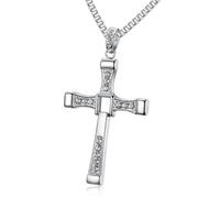 FULISONG Collar con Cruz de Plata de Ley 925 Dominic Toretto Vin Diesel en Collar rápido y Furioso Regalo for Todos(22G,60cm)