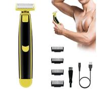 Full Body Washed Wet And Dry Shaver, Men's Electric Shaver with 4pcs Limit Comb, Dry Wet Waterproof Rotary Facial Shaver, USB Rechargeable Beard Trimmer, Body Groomer Shaver Gift for Men (1 Set)