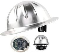 Full Brim Aluminum Alloy Helmet Construction Site Helmet Anti Smashing Aluminum Helmet Four Point Fixed Rivet Buckle Stamp Certification Cotton Fabric Lining,Aluminum Color,outstanding78