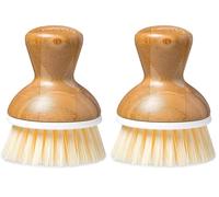 Full Circle Bubble Up - Cepillo lavavajillas de Madera de bambú - Cepillo lavavajillas ergonómico con Mango Redondo para Lavar la vajilla a Mano, Blanco - 1 Unidad (Paquete de 2)
