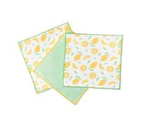 Full Circle Juego de 3 Paños de Microfibra Reciclada Multiusos | Suaves y Absorbentes para Superficies, Vidrio y Acero Inoxidable | con Lazo para Colgar | Estampado Cítrico