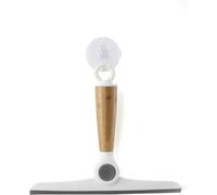 Full Circle Limpiacristales Giratorio Espátula para Ventanas, Cristales, Espejos y Mamparas de Ducha | Espátula para Limpieza de Baño | Mango Ergonómico de Bambú | Incluye Ventosa