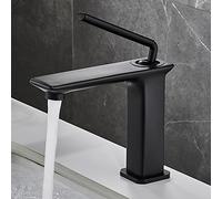 Full Copper countertop Basin washbasin Faucet Bathroom Black Brushed Gold Long Mouth High Extended Faucet, Black Low Model