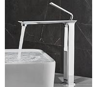 Full Copper countertop Basin washbasin Faucet Bathroom Black Brushed Gold Long Mouth High Extended Faucet, Silver High Model