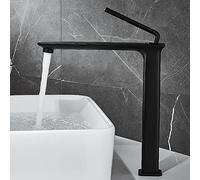 Full Copper countertop Basin washbasin Faucet Bathroom Black Brushed Gold Long Mouth High Extended Faucet, Black High Model