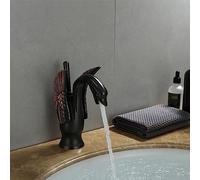 Full Copper European Swan Gold Hot and Cold Basin Faucet Bathroom Vintage Paint Antique Chrome Mixed Faucet, Black Antique Dwarf Model