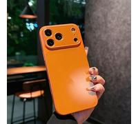 Full-Coverage Frosted Anti-Drop Case for iPhone 17 Pro MAX, Electroplated Ultra-Thin Matte Phone Case with Lens Protector for iPhone 17 16 15 14 ProMax (Orange,16promax)