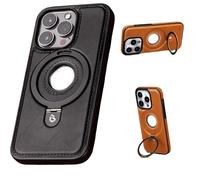 Full-Coverage Shockproof Leather Magnetic Stand Phone Case, Luxury Leather for iPhone Case, for iPhone 12/13/14/15/16 Plus Pro MAX Case (For iPhone16 Plus,Black)
