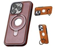 Full-Coverage Shockproof Leather Magnetic Stand Phone Case, Luxury Leather for iPhone Case, for iPhone 12/13/14/15/16 Plus Pro MAX Case (For iPhone13,Brown 2)