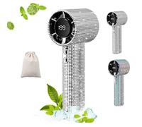 Full Diamond Portable Handheld Turbo Fan, 3 in 1 USB Rechargeable Bling Mini Personal Cooling Fan, Long-Life, Ice Cold Hand Held Fans for Travel, Beach, Outdoor Activities, Wonmen's gift (1PC)