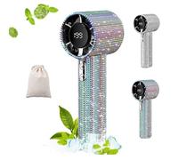 Full Diamond Portable Handheld Turbo Fan, 3 in 1 USB Rechargeable Bling Mini Personal Cooling Fan, Long-Life, Ice Cold Hand Held Fans for Travel, Beach, Outdoor Activities, Wonmen's gift (2PCS)