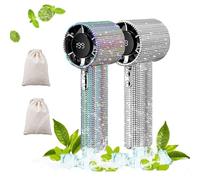 Full Diamond Portable Handheld Turbo Fan, 3 in 1 USB Rechargeable Bling Mini Personal Cooling Fan, Long-Life, Ice Cold Hand Held Fans for Travel, Beach, Outdoor Activities, Wonmen's gift (3PCS)