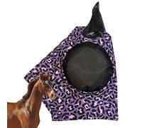 Full Face Fly Cover, Horse Head, Leopard Print Anti-Bite Shield, Breathable UV-Blocking Mesh, Lightweight Face Protection Gear, Size, Ideal for Competitions, Stables, Outdoor Riding