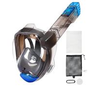 Full Face Snorkel Masks, Anti-Fog Diving Gear, 180° Panoramic View Shield, Leak-Proof Dry Top System, Comfortable Breathable Design, Ideal for Women, Men, Snorkeling, Swimming, 35.4cm Orange Blue