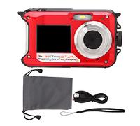 Full HD 2,7K 48MP 10ft Impermeable Cámara Digital Submarina 16X Zoom Digital Delantero Trasero Doble Pantalla Digital Cámara Digital Impermeable (Rojo)