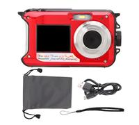 Full HD 2,7K 48MP 10ft Impermeable Cámara Digital Submarina 16X Zoom Digital Delantero Trasero Doble Pantalla Digital Cámara Digital Impermeable (Rojo)