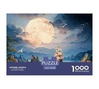 Full Moon Night A Pirate Ship in The Ocean 1000 Stück Premium-Karton Puzzle Kitten Stressabbau Familienspiel Puzzles Für Erwachsene Und Kinder 52x38cm/1000pcs