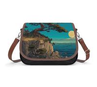 Full Moon Over Ocean Pine Tree - Bolso bandolera de cuero para mujer, bolso bandolera