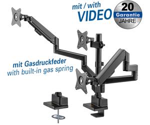 Full-motion desk bracket for 3 flat screens for flat screens 17? - 3