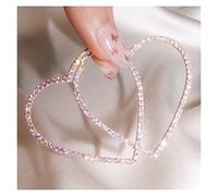 Full Pink Diamond Hoop for Womens Engagement Wedding Bride Princess High-End Earrings