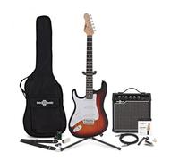 Full Size Guitarra Eléctrica LA para Zurdos Sunburst con amplificador de guitarra de 15W y kit completo de accesorios