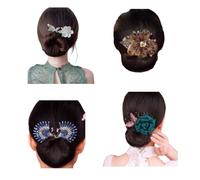 Full Star Flower Hair Accessories, Twist Hair Bun Maker, fácil ayudante para hacer moños para mujeres, sin tirones ni tirones, para peinados elegantes en segundos (4pcs-A)