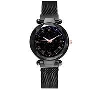 Full Star - Reloj analógico de cuarzo para mujer, esfera con números romanos, correa magnética, Negro , 24