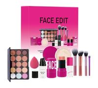 Full Starter Makeup Set - Professional Cosmetic Kit | Long Lasting Facial Beauty Essentials | Concealer Palette Primer Loose Powder Lip Gloss Blush Sticks With Brushes For Daily Commuting