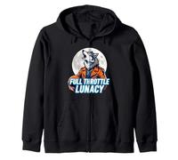 Full Throttle Lunacy Howling Biker Wolf Graphic Sudadera con Capucha