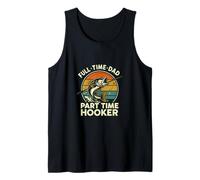 Full Time Dad Part Time Hooker Funny Fishing Retro Camiseta sin Mangas
