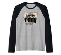 Full Time Mommin Colorful Retro Mom Quote Camiseta Manga Raglan