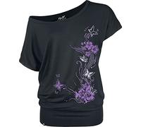 Full Volume by EMP Mujer Camiseta básica Suelta Negra con Estampado 5XL