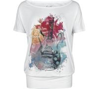 Full Volume by EMP Mujer Camiseta Blanca con Estampado Frontal de Guitarra L