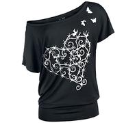 Full Volume by EMP Mujer Camiseta Negra con corazón de Alambre de espino L