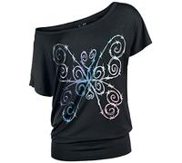 Full Volume by EMP Mujer Camiseta Negra con Mariposa de Alambre de espino L
