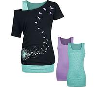 Full Volume by EMP Mujer Camiseta Negra en Look Doble Capa con Dos Tops L