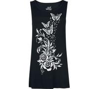 Full Volume by EMP Mujer Top Negro con Estampado Frontal de Mariposas y Rosas XXL